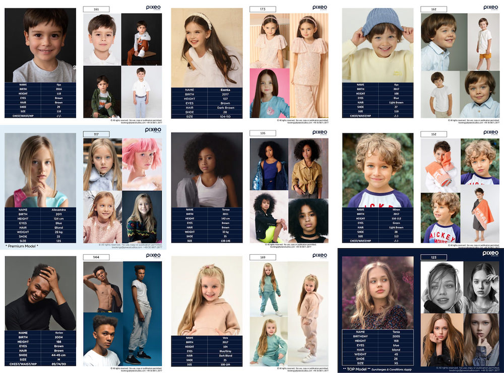Collage showing variety of child models