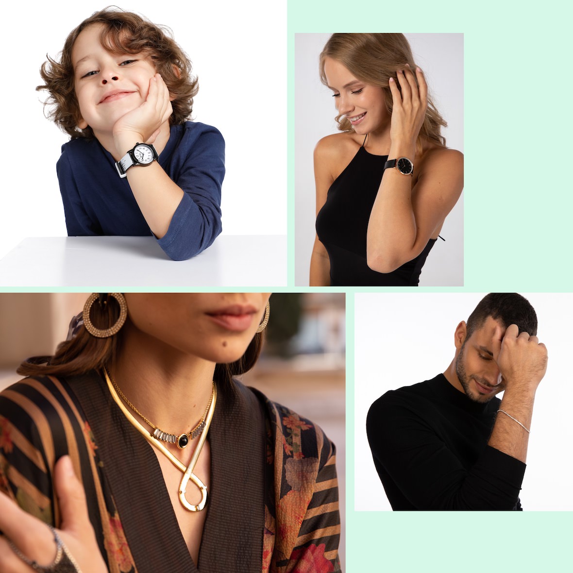 Photo collage of jewellery models